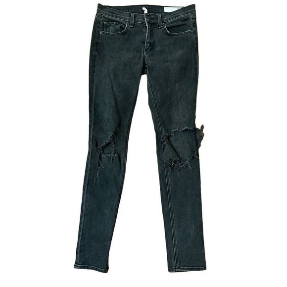 Rag & Bone Black Skinny Jeans Distressed Size 27 - Picture 1 of 6